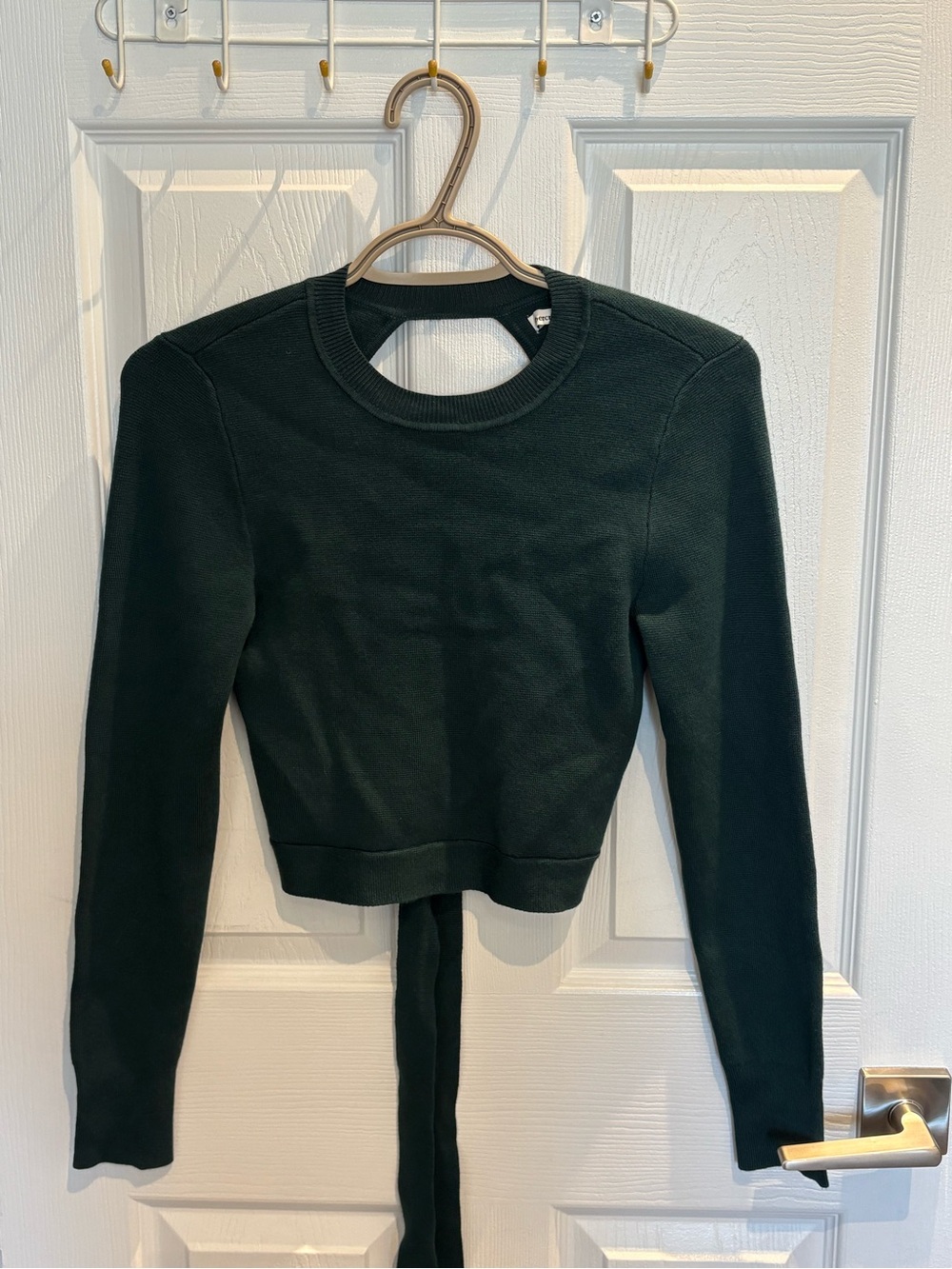 Abercrombie & Fitch Crewneck Long-Sleeve Tie-Back Top - Dark Green